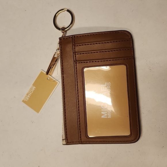 Michael Kors Credit Card Keychain Jet Set Coin Pouch NEW Vanella - Picture 3 of 10